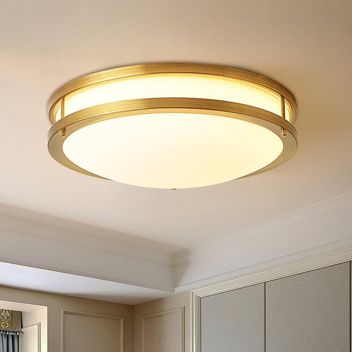 Whittier Natural Brass Flush Ceiling Light