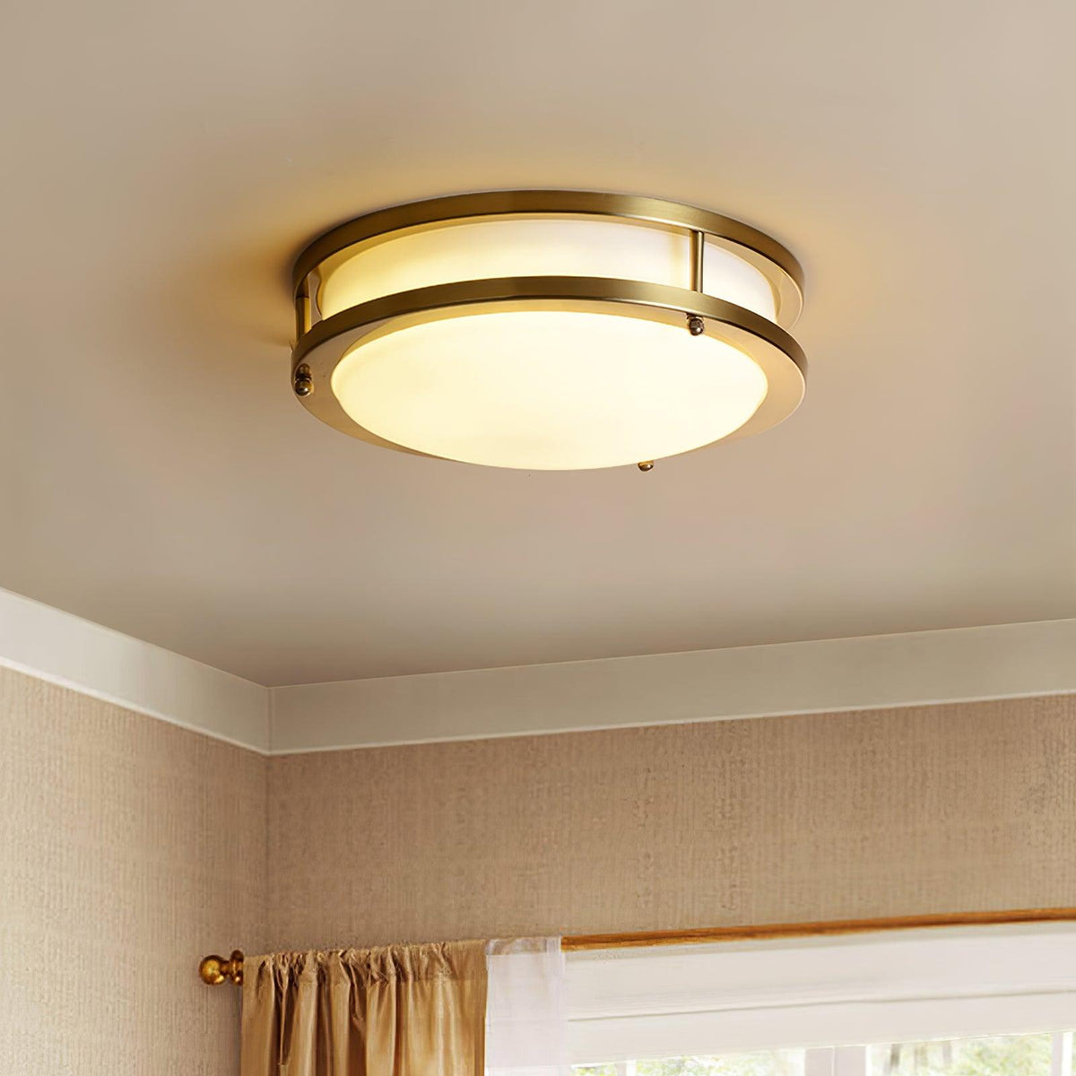 Whittier Natural Brass Flush Ceiling Light