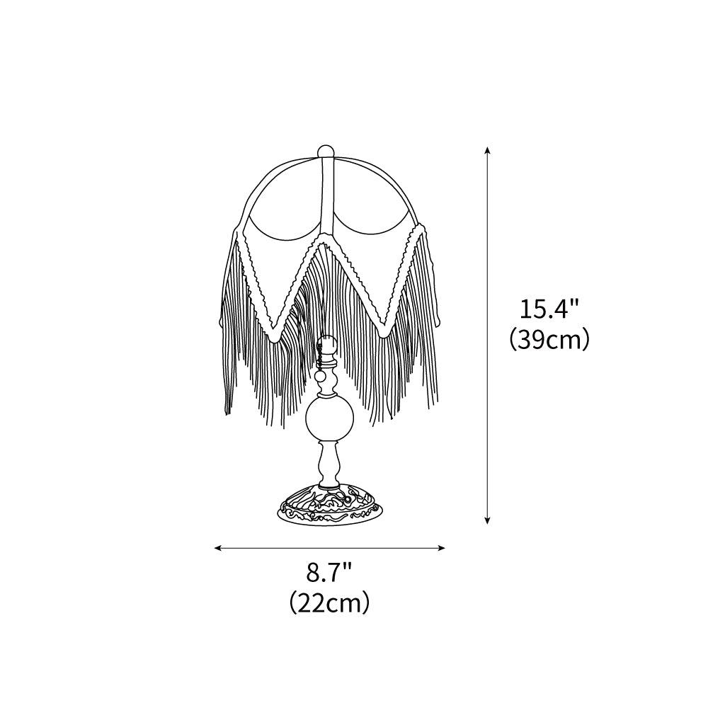 With Fringes Vintage Flowered Table Lamp 8.7"