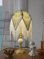 With Fringes Vintage Flowered Table Lamp 8.7"