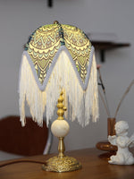 With Fringes Vintage Flowered Table Lamp 8.7"