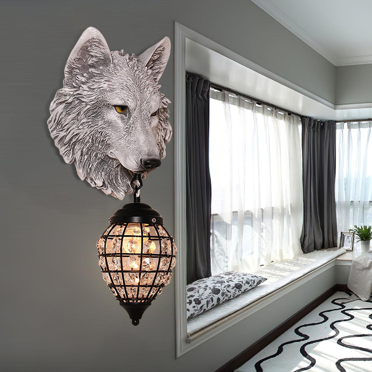 Wolf Head Wall Lamp 10.6"