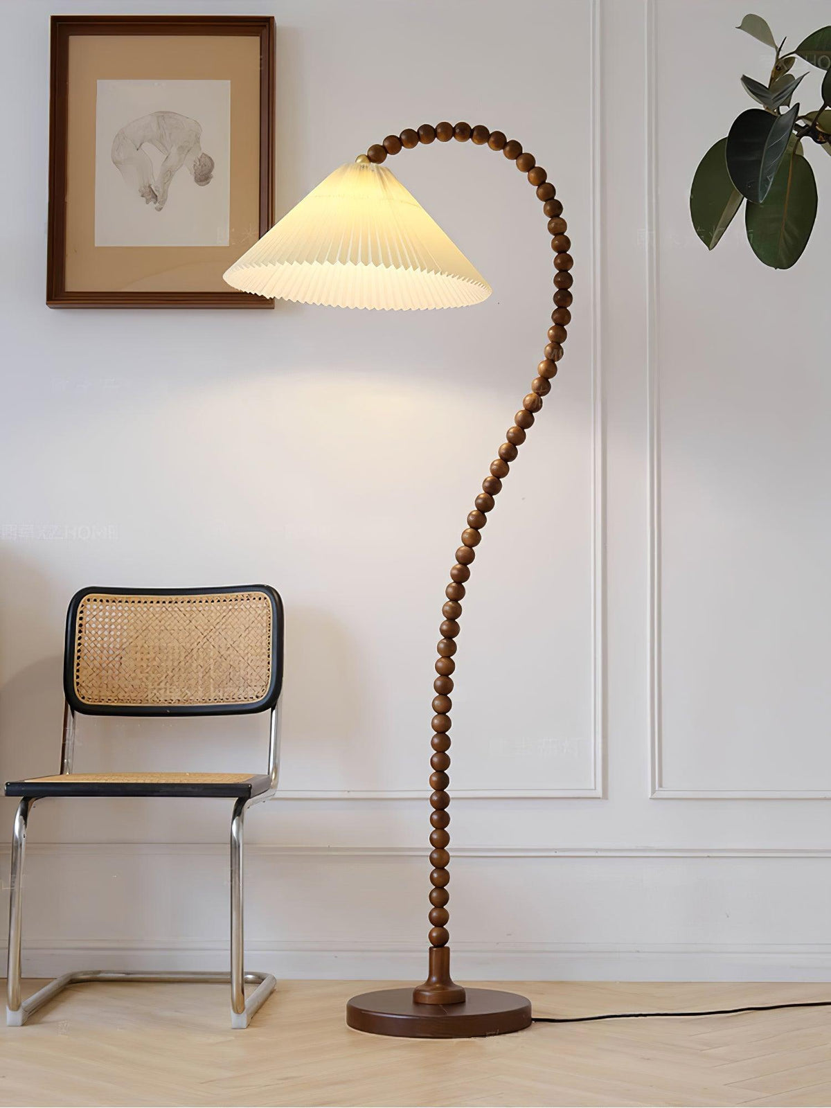 Wooden Bead Floor Lamp 19.7"