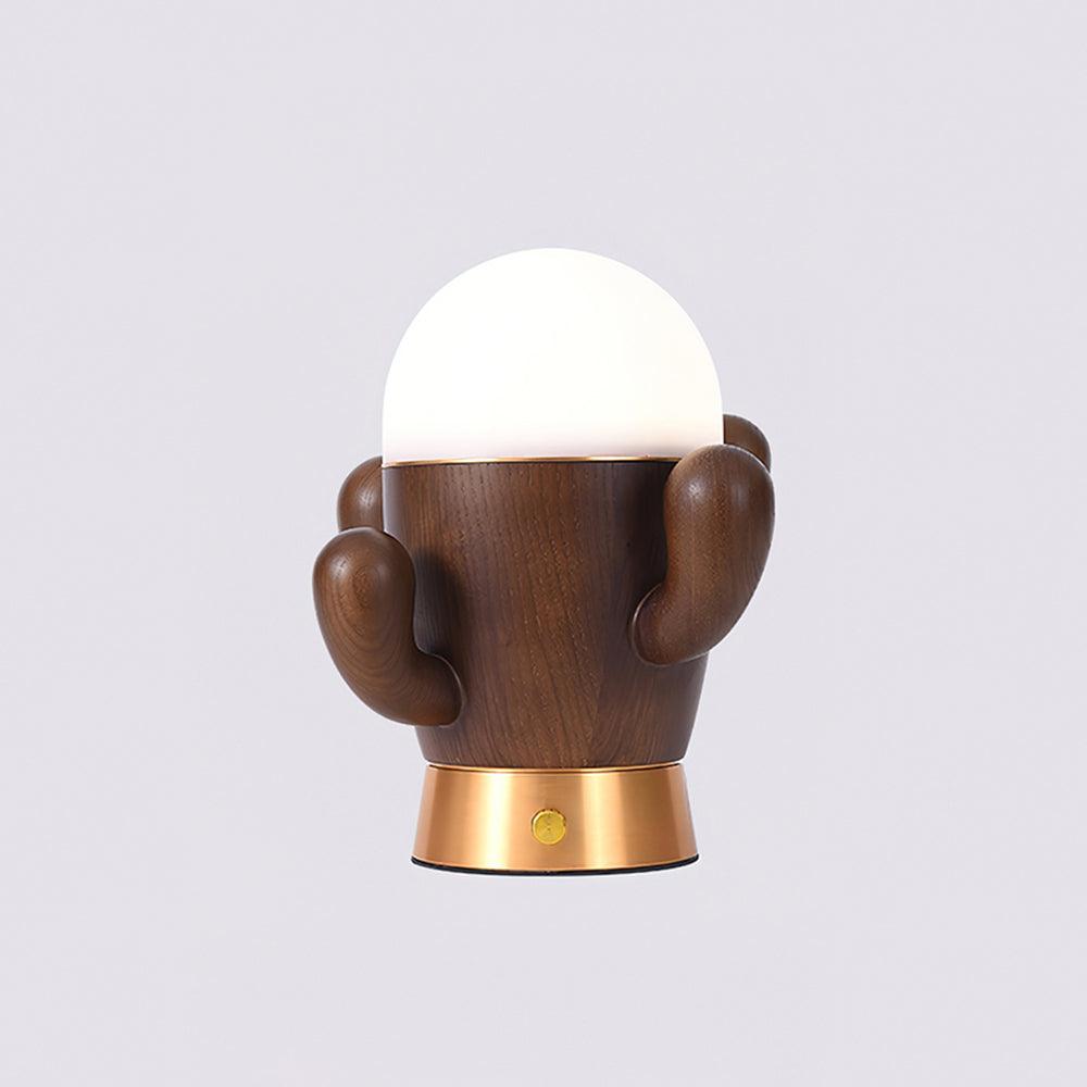 Wooden Cactus Table Lamp