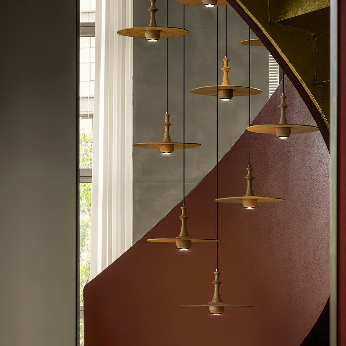 Wooden Spin Pendant Light