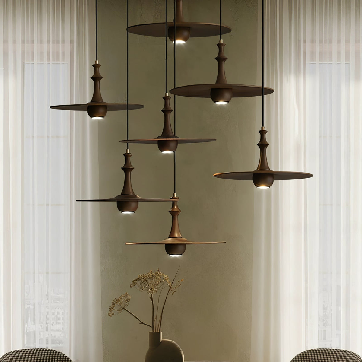 Wooden Spin Pendant Light