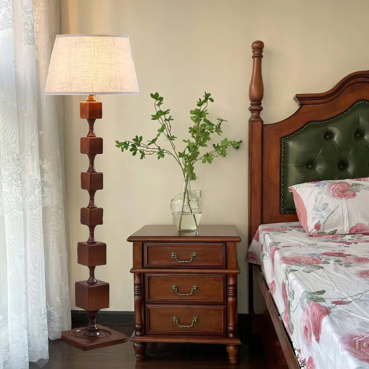 Wooden Square Stack Floor Lamp 19.7"