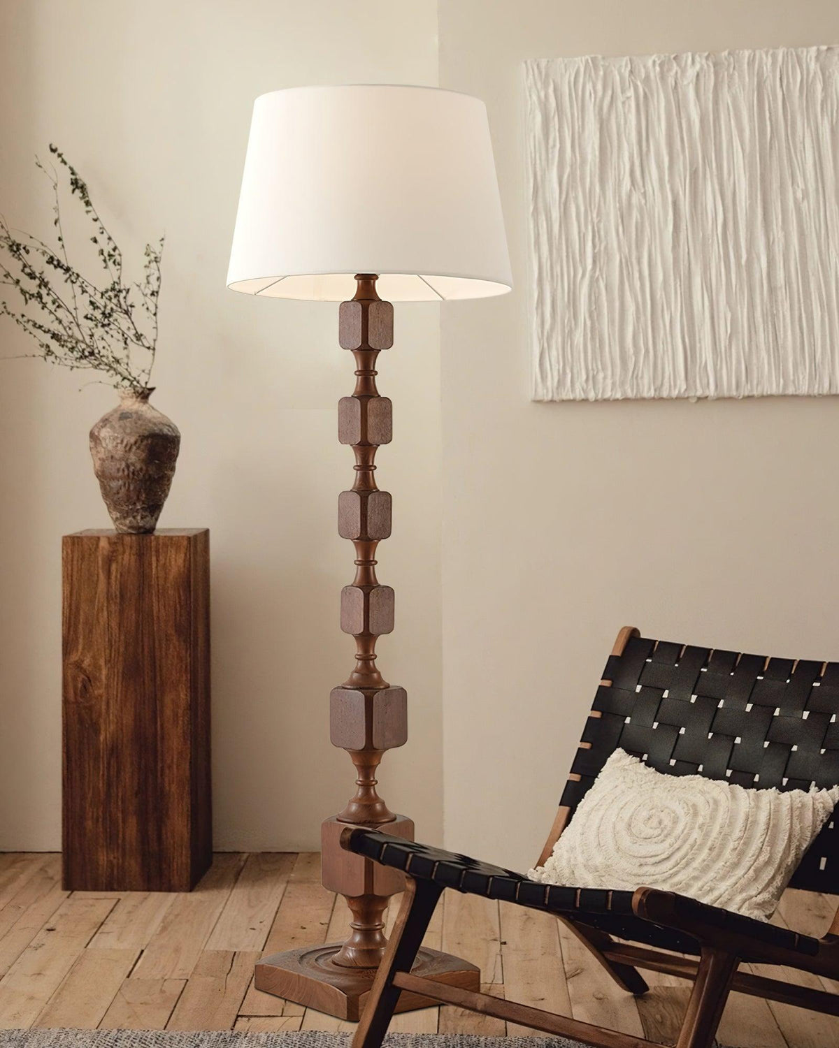 Wooden Square Stack Floor Lamp 19.7"