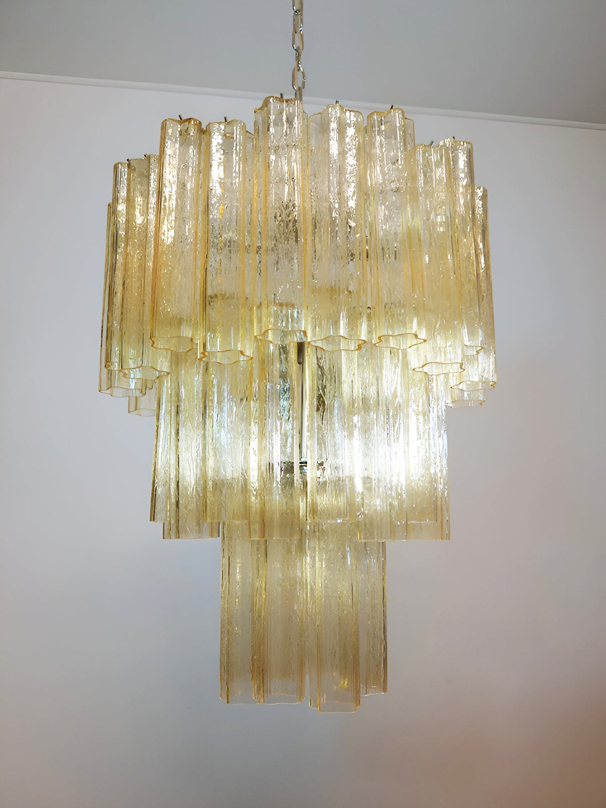 Yellow Murano Glass Tube Chandelier