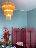 Yellow Murano Glass Tube Chandelier