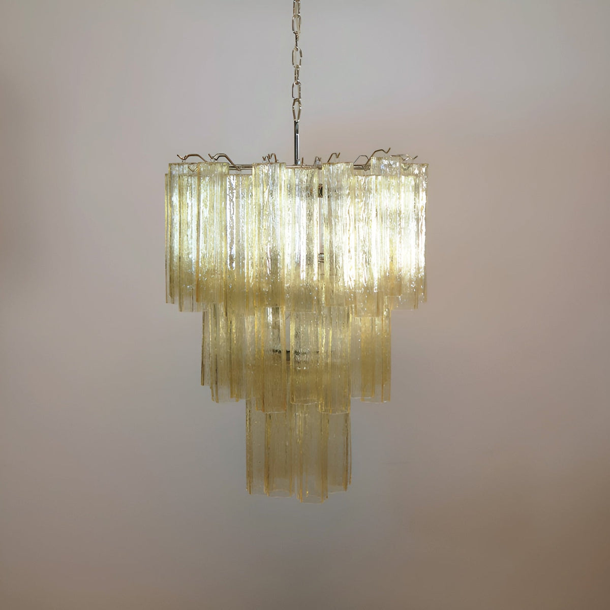 Yellow Murano Glass Tube Chandelier