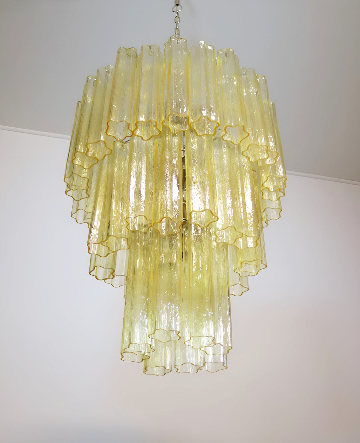 Yellow Murano Glass Tube Chandelier