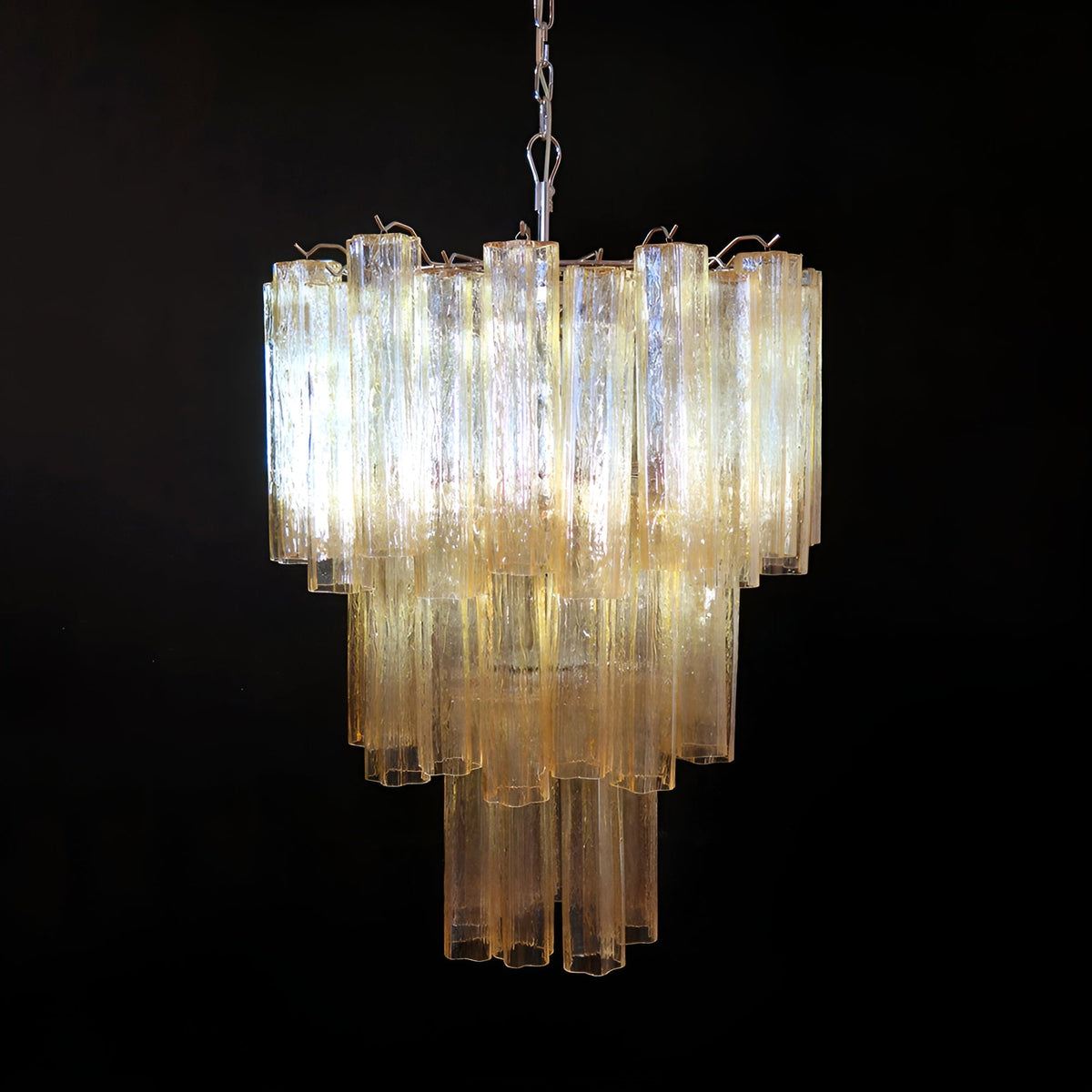 Yellow Murano Glass Tube Chandelier