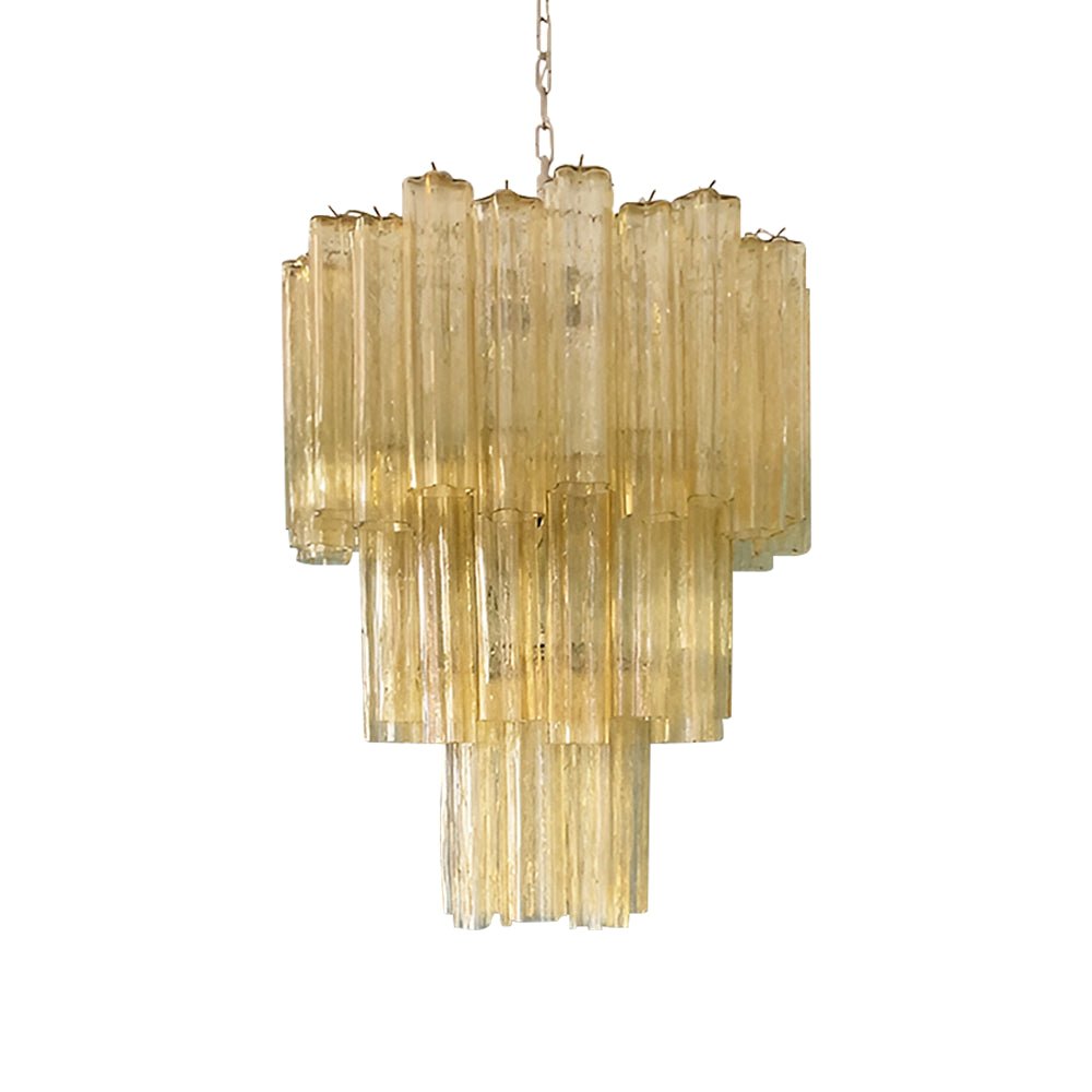 Yellow Murano Glass Tube Chandelier