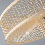 Farmhouse Burlywood Drum Light Pendant Large Framed Bamboo Pendant Lighting