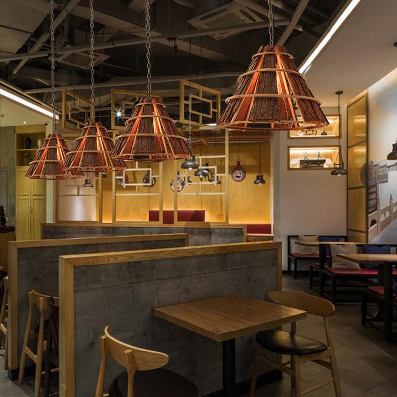 Cone Richly Colored Wood Pendant Light With a Unique Farmhouse Appearance