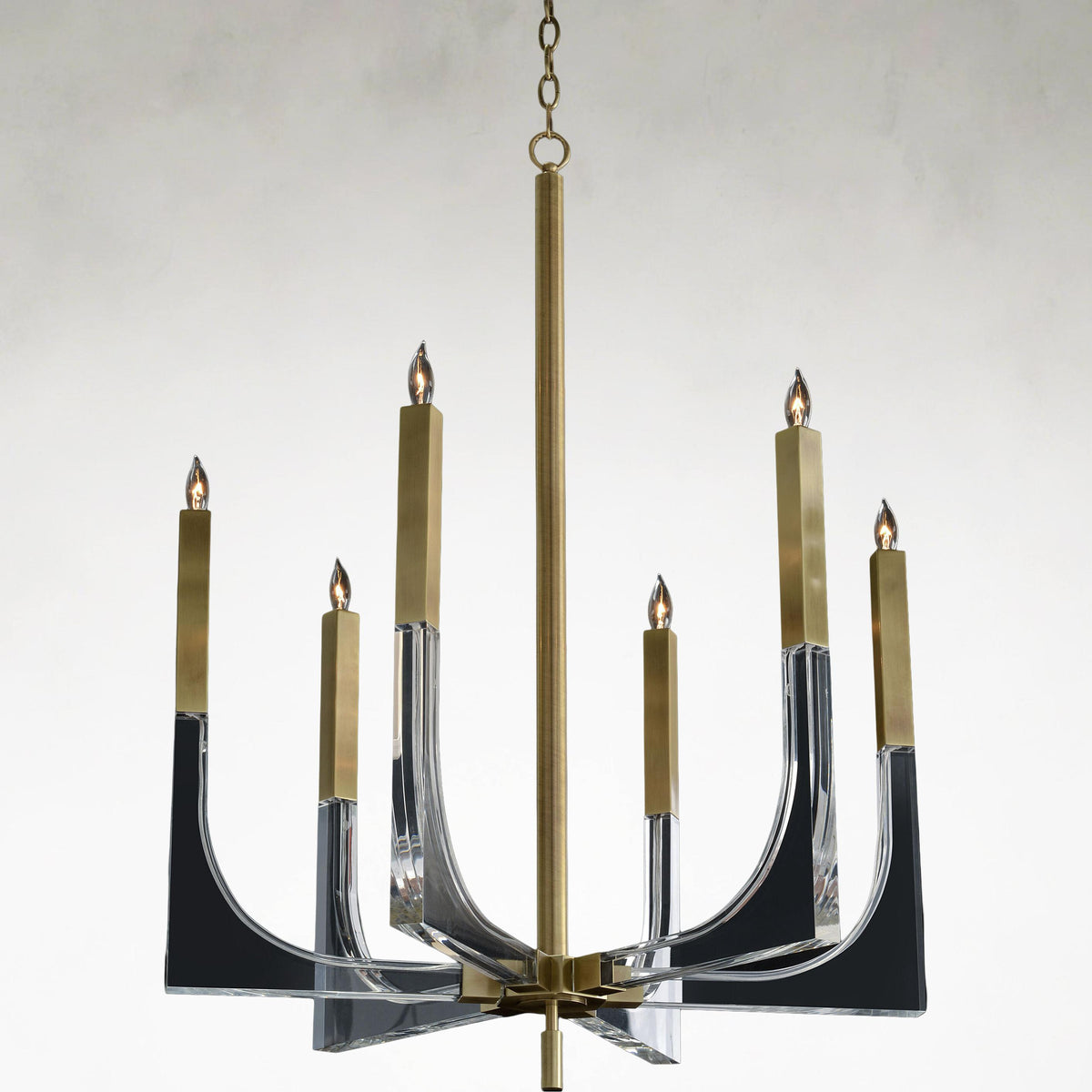 Acrylic 6-Light Brass and Acrylic Ceiling Chandelier