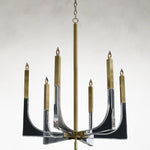 Acrylic 6-Light Brass and Acrylic Ceiling Chandelier