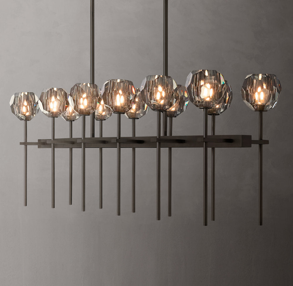 Boule De Cristal Smoke Glass Double Linear Chandelier 60"