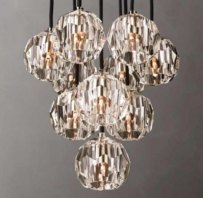 Boule De Cristal Clear Glass Round Cluster Chandelier 14"