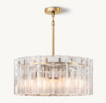 Lattice Clear Glass Round Chandelier 37"