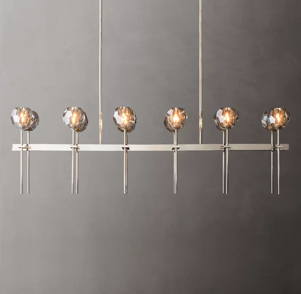 Boule De Cristal Smoke Glass Double Linear Chandelier 60"