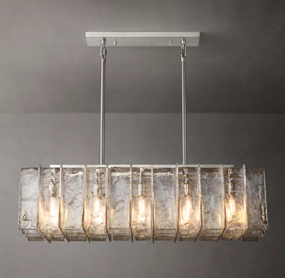 Lattice Clear Glass Rectangular Chandelier 49"