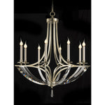 Curved 8-Light 39-Inch Silver Leaf Chandelier Ceiling Fixture