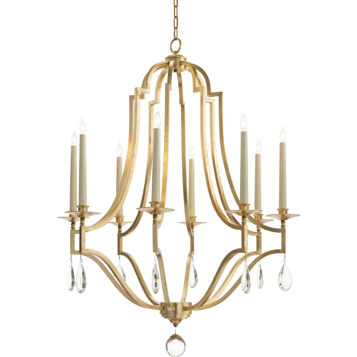 Leaha Eight-Light 37.5 Inch Gold Leaf Chandelier Ceiling Fixture