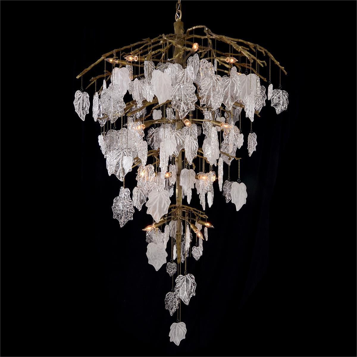 Sugary Foliage 26-Light Matte Brushed Brass Chandelier Ceiling Light