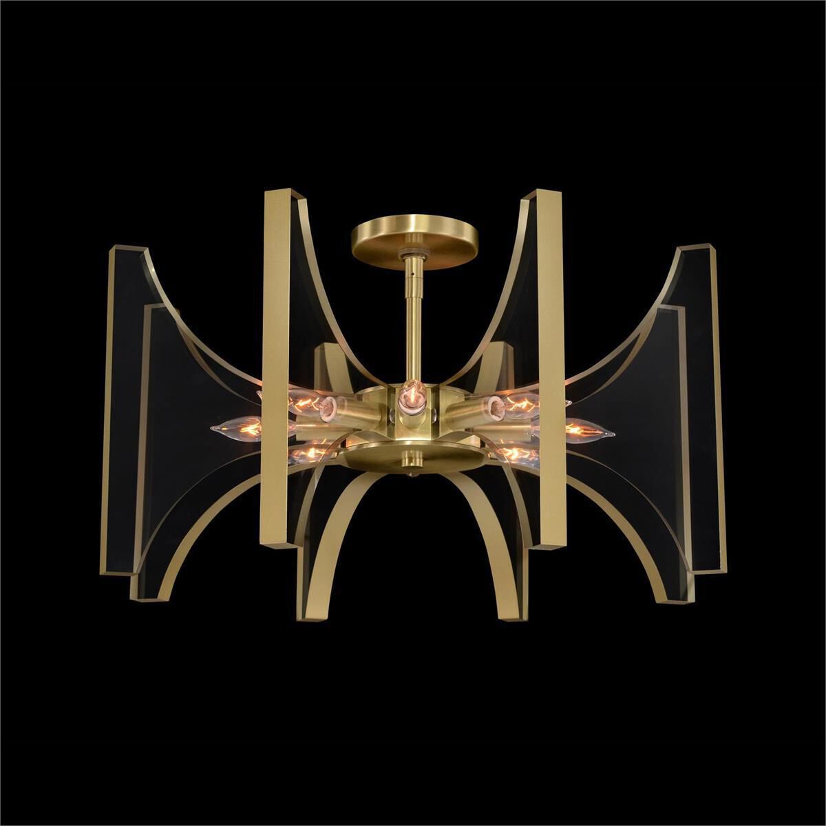Genesis 8 Vintage Brass Semi-Flush Mount Ceiling Fixture