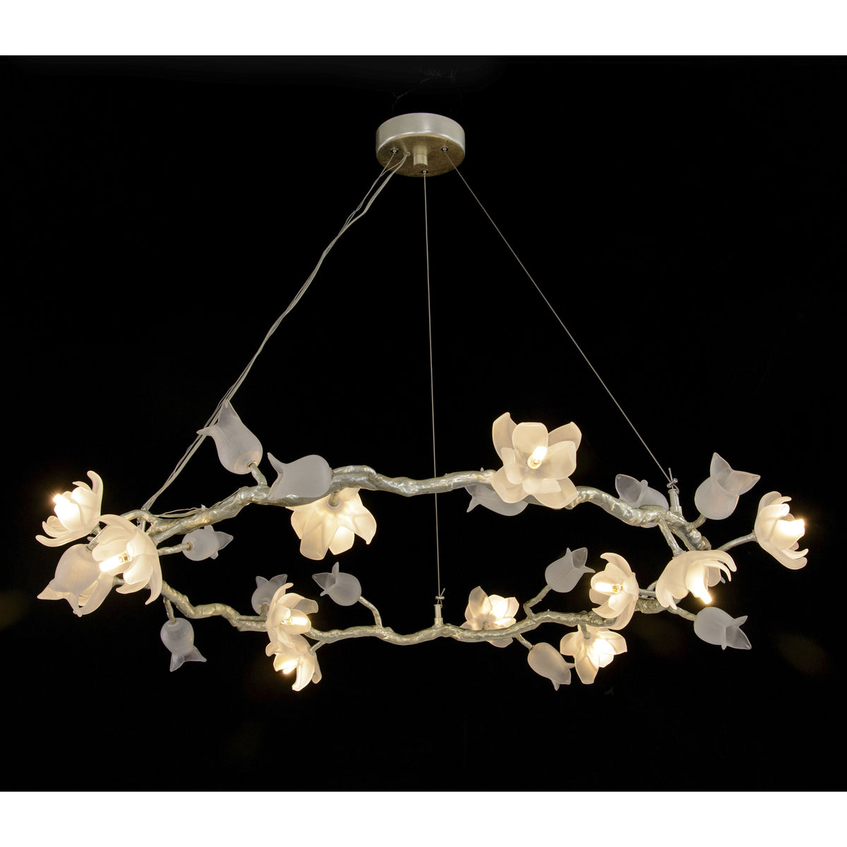 Churippu 12-Light Pale Silver Leaf Chandelier Ceiling Fixture