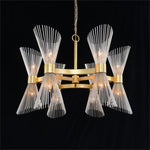 Bonheur Twelve-Light 37-Inch Ceiling Chandelier in Gold and Silver Leaf Finish