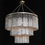 Twilight 16-Light 35.5 Inch Silver Ceiling Chandelier with Slumped Glass