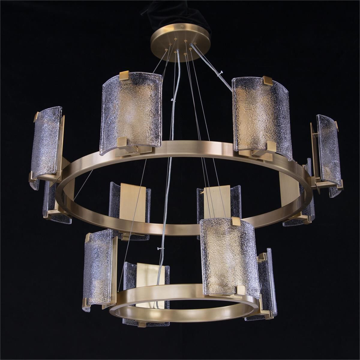 Claritas Series 12-Light 38-Inch Brass Two-Tier Chandelier Ceiling Fixture