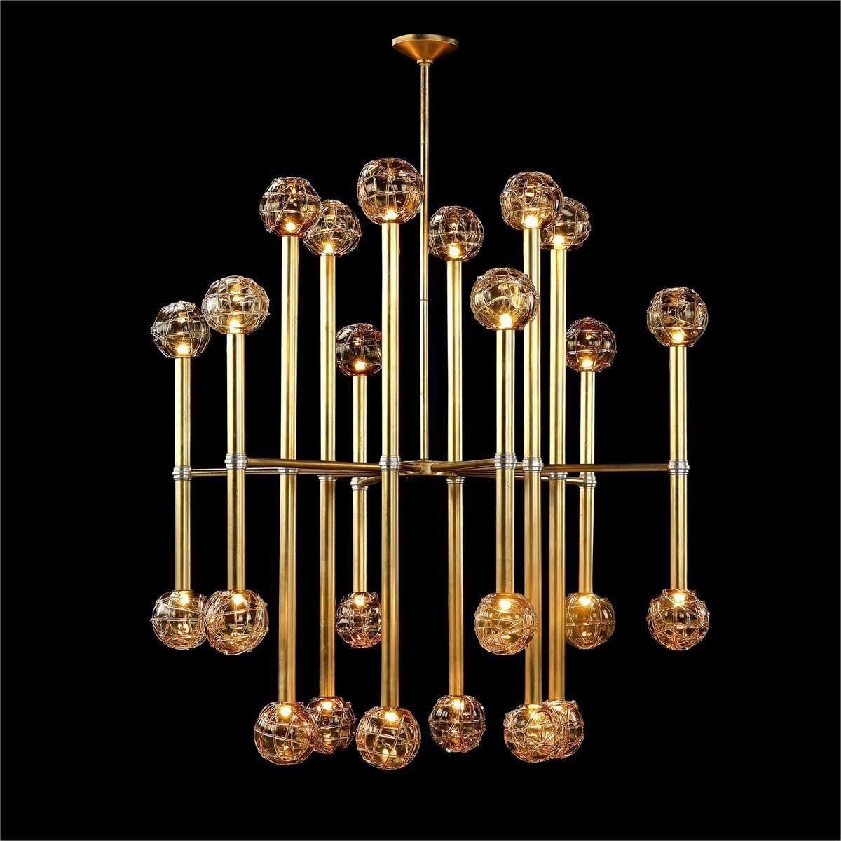 Fiammas 24-Light 43-Inch Gold and Silver Leaf Chandelier Ceiling Fixture