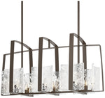 Arc Bronze Linear Pendant With White Swirl Glass