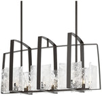 Arc Oil Rubbed Bronze Linear Pendant With White Swirl Glass