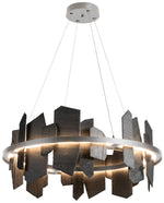 Ardesia Circular LED Pendant - Platinum - Slate Accents - Standard Height
