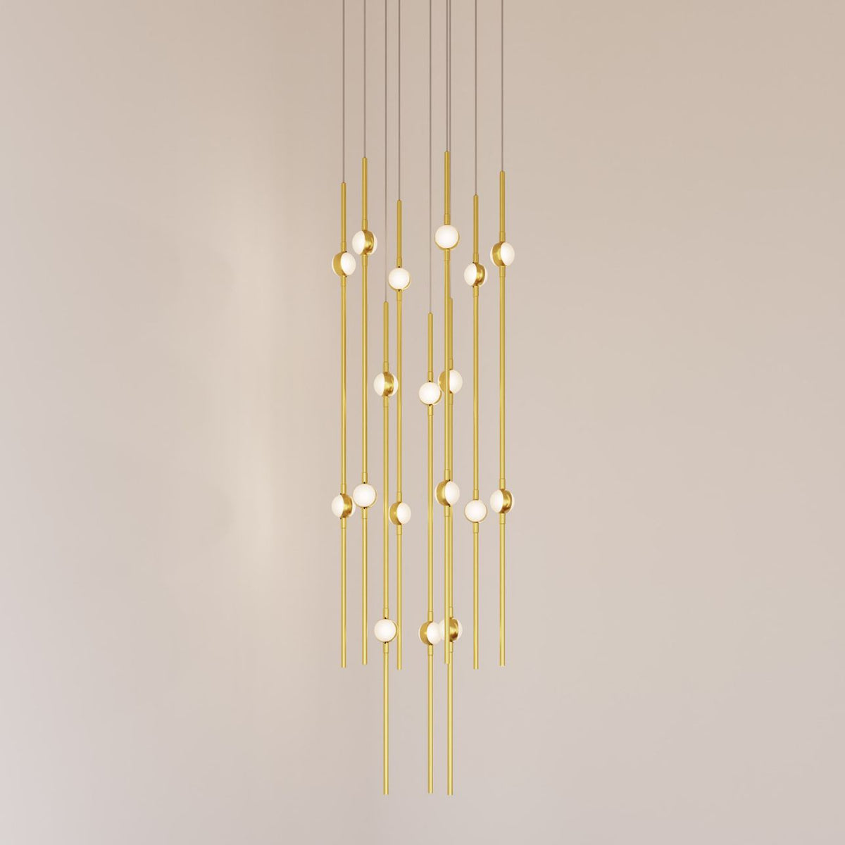 Aries 11.5"W Round Brass 2700K Long White Shade LED Pendant