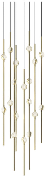 Aries 11.5"W Round Brass 3000K Short Clear Shade LED Pendant