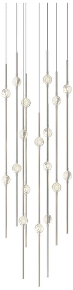 Aries 11.5"W Round Nickel 2700K Long Clear Shade LED Pendant