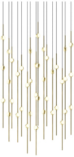 Aries 21.5"W Square Brass 3000K Long White Shade LED Pendant