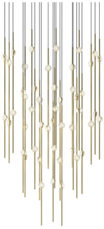 Aries 24.75"W Round Brass 3000K Long Clear Shade LED Pendant