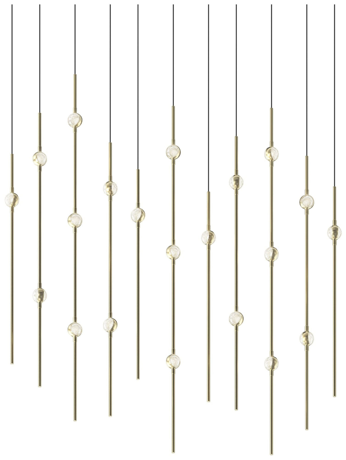 Aries 35.5"W Rectangle Brass 2700K Short Clear Shade LED Pendant