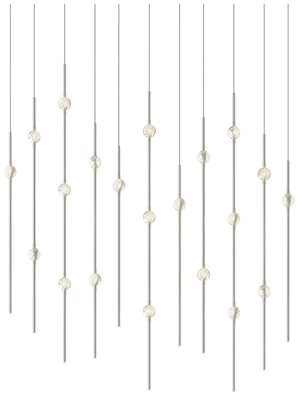 Aries 35.5"W Rectangle Nickel 3000K Long Clear Shade LED Pendant