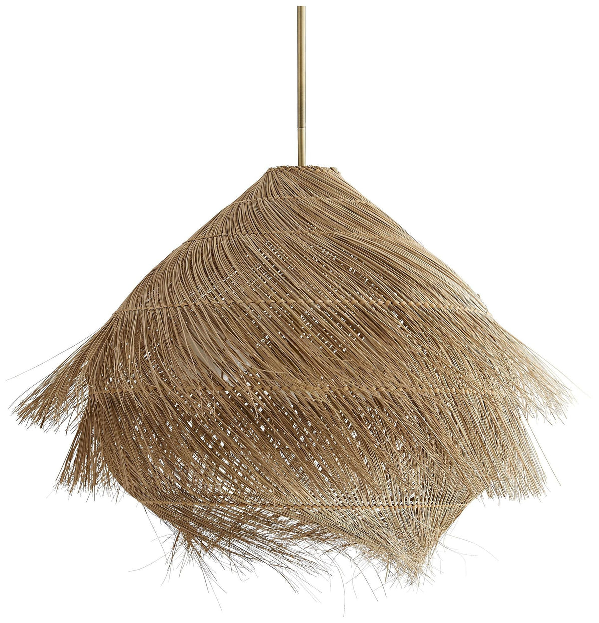 Arteriors- Ashburn Pendant- 33" Natural Buri, Antique brass