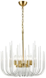 Astoria 8-Light Solid Curved Clear Glass Polished Brass Pendant