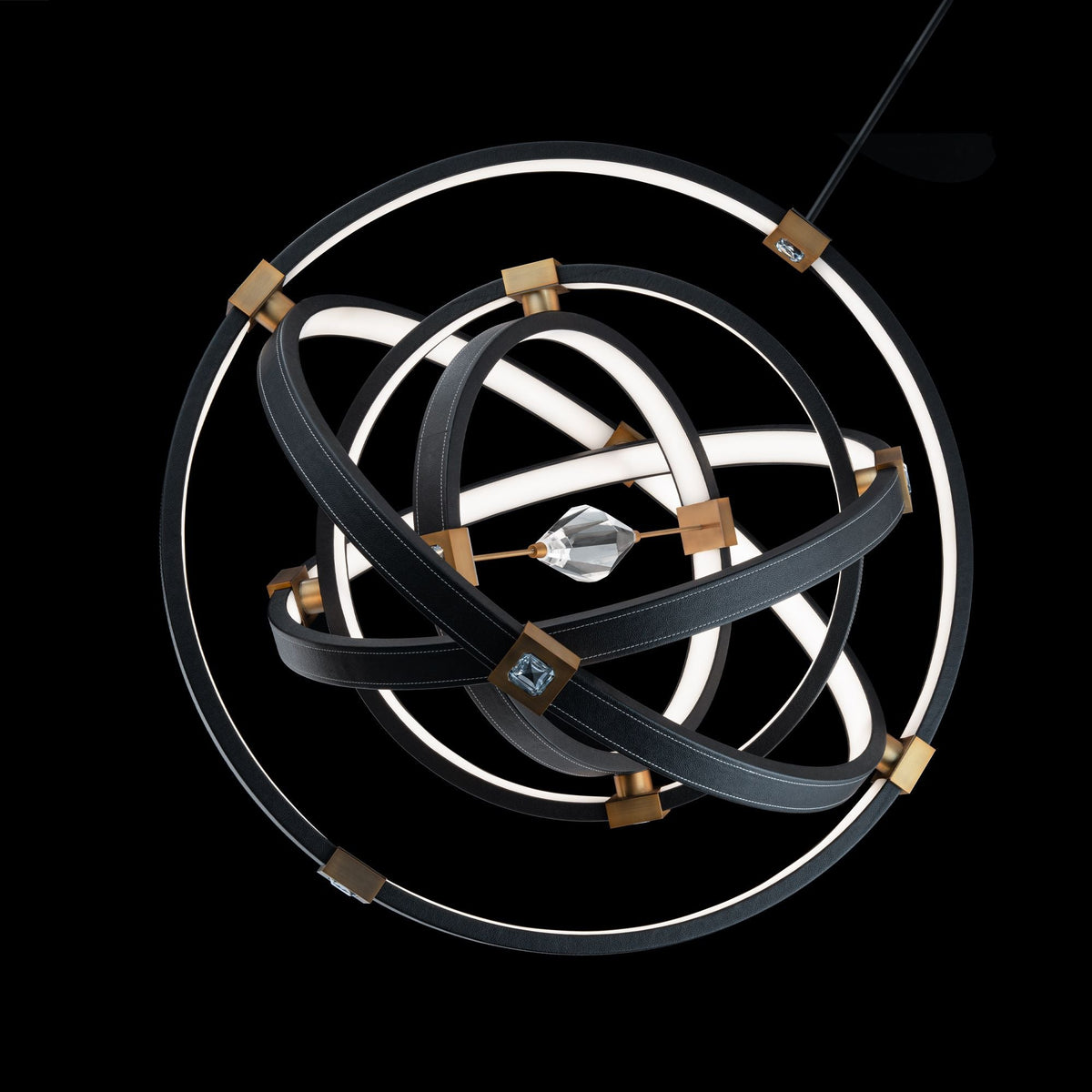 Atomic 36 1/2" Wide Black and Aged Brass LED Pendant Light