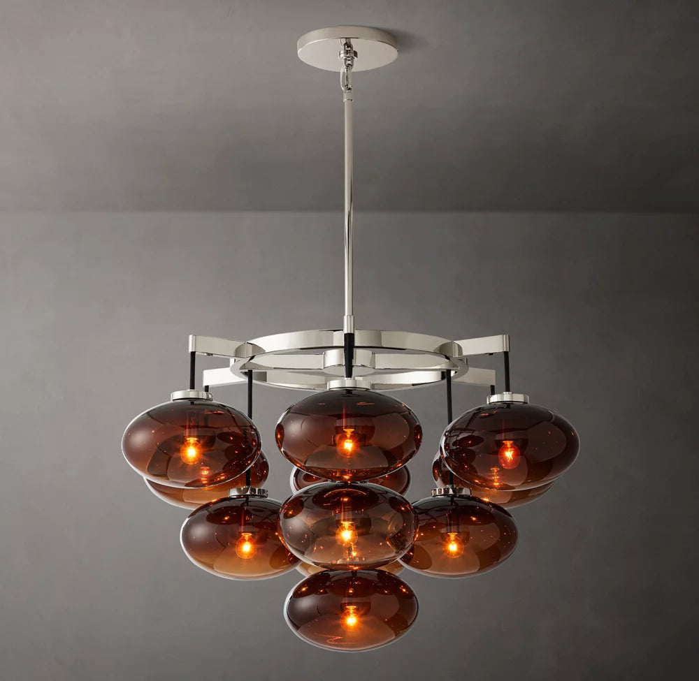 Cabrette Amber Glass Round Chandelier 36"